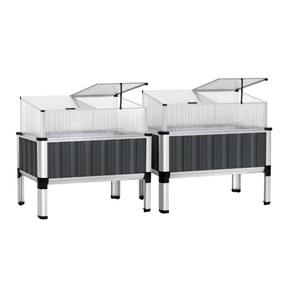 Raised  80x49x74cm Greenhouse Planter x2 - Grey