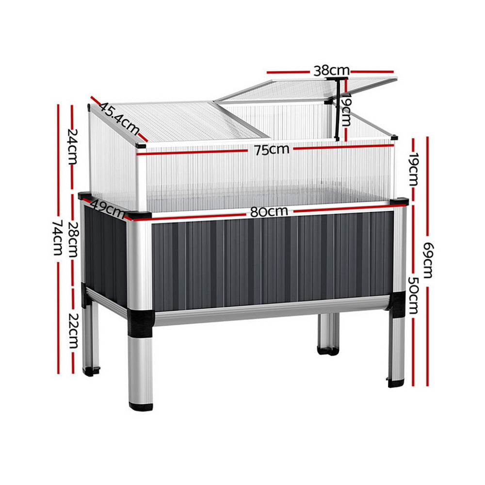 Raised  80x49x74cm Greenhouse Planter x2 - Grey