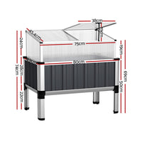 Raised  80x49x74cm Greenhouse Planter x2 - Grey