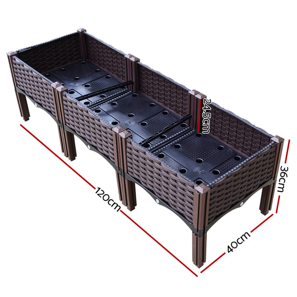 Garden Bed Planter Box Raised Container 120 x 40 x 36cm - Brown