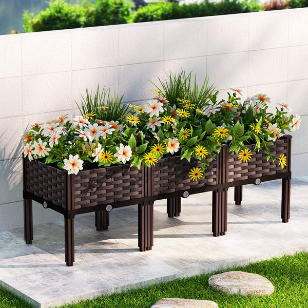 Greenfingers Garden Bed 120x40x36cm Planter Box Raised Container - Brown