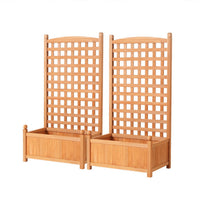 Garden Bed Wooden 64x35x115cm Planter Raised Box With Trellis - X2