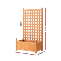 Garden Bed Wooden 64x35x115cm Planter Raised Box With Trellis - X2