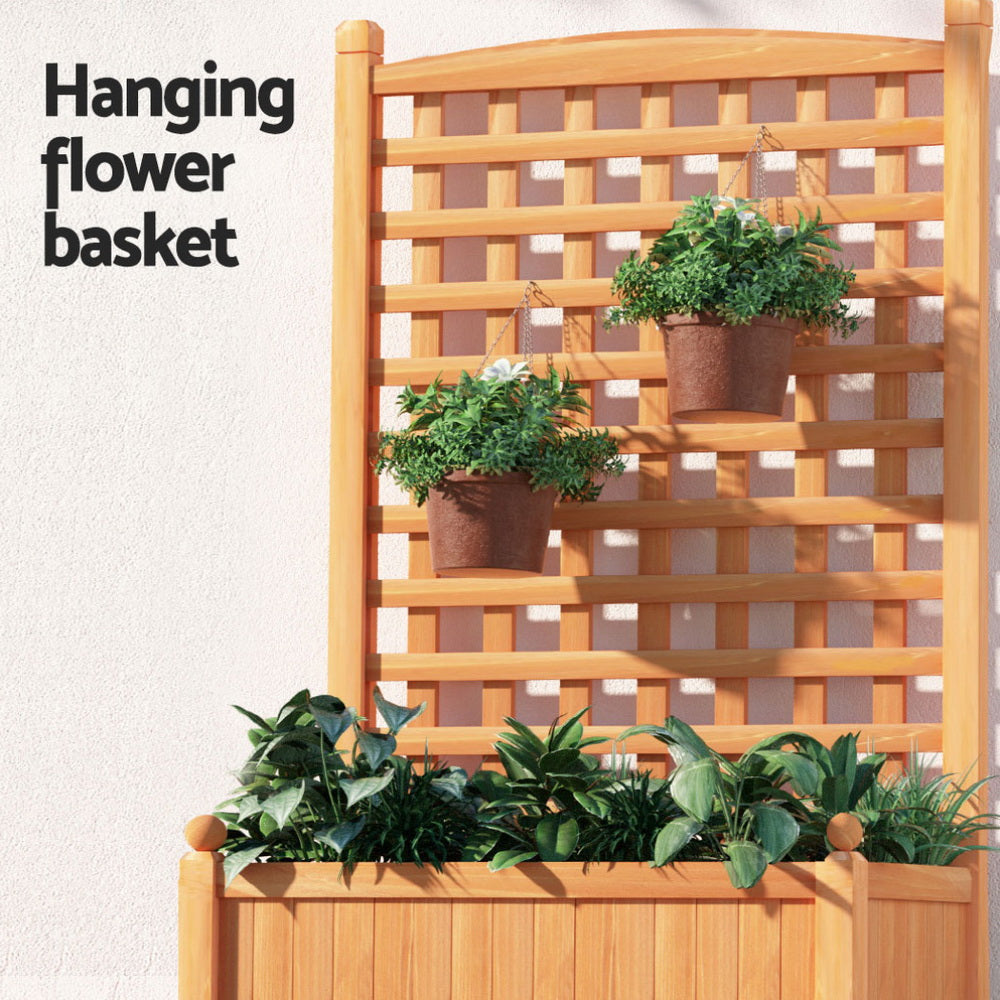 Garden Bed Wooden 64x35x115cm Planter Raised Box With Trellis - X2