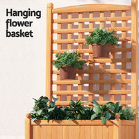 Garden Bed Wooden 64x35x115cm Planter Raised Box With Trellis - X2