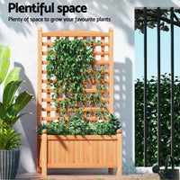 Garden Bed Wooden 64x35x115cm Planter Raised Box With Trellis - X2