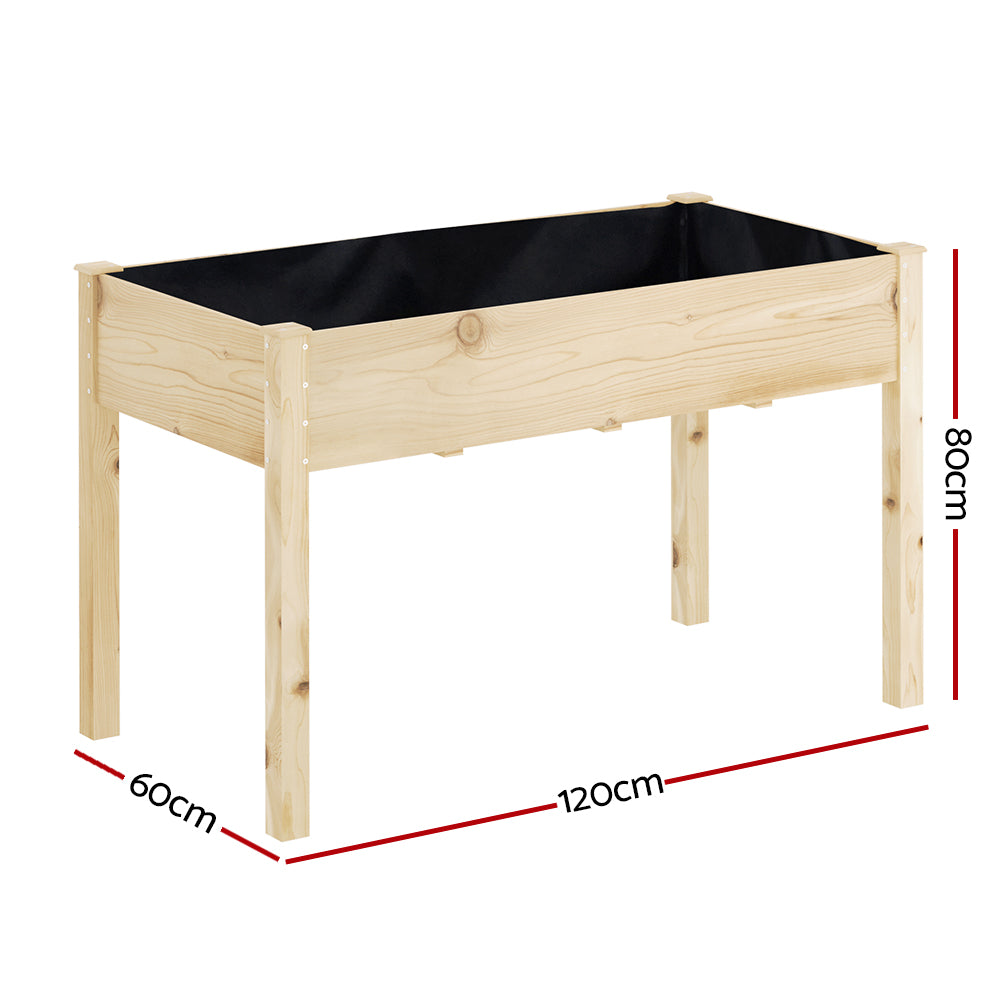 Greenfingers Garden Bed Elevated Wooden Planter Box - 120 x 60 x 80cm