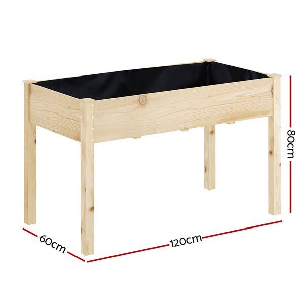 Greenfingers Garden Bed Elevated Wooden Planter Box - 120 x 60 x 80cm