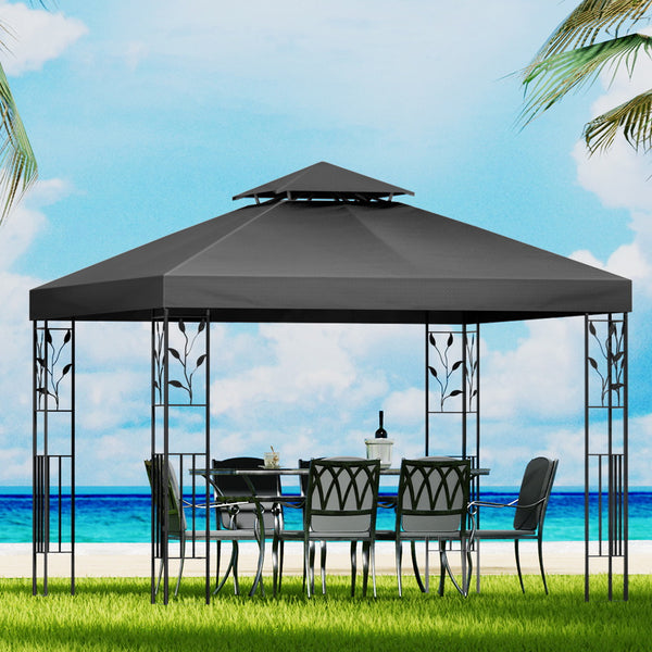 Instahut Gazebo 3x3m Marquee Outdoor  Party Event Tent Iron Art Shade - Grey