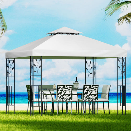 Instahut gazebo 3x3m marquee outdoor home iron art shade - white 2
