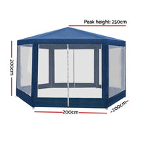 Instahut Marquee Wedding Party Outdoor Mesh Wall Canopy Shade Gazebos 2x2m - Navy