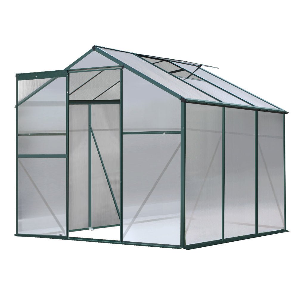 Greenfingers greenhouse aluminium polycarbonate garden shed - 190 x 184cm 1