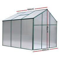 Greenfingers greenhouse aluminium polycarbonate garden shed - 190 x 184cm 2