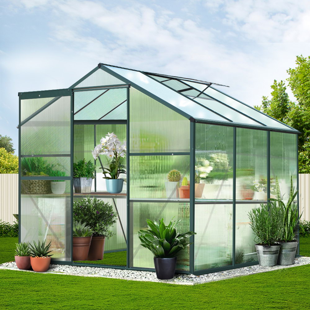 Greenfingers greenhouse aluminium polycarbonate garden shed - 190 x 184cm 8