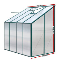 Greenfingers greenhouse lean-to aluminium polycarbonate - 252 x 127 213cm 2