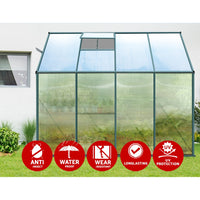 Greenfingers greenhouse lean-to aluminium polycarbonate - 252 x 127 213cm 4