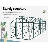Greenfingers Greenhouse Aluminium Polycarbonate Garden Shed - 443 x 244 x 215cm