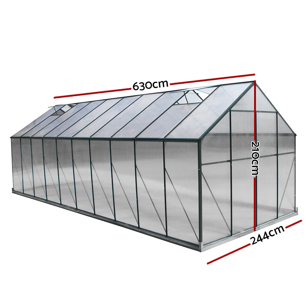 Greenfingers greenhouse aluminium polycarbonate - 6.3 x 2.44 2.1m 2