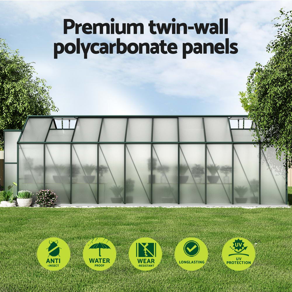 Greenfingers greenhouse aluminium polycarbonate - 6.3 x 2.44 2.1m 5