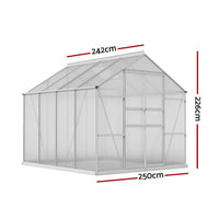 Greenfingers Aluminium Greenhouse Polycarbonate Garden Shed - 242 x 250 x 226cm