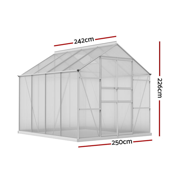 Greenfingers Aluminium Greenhouse Polycarbonate Garden Shed - 242 x 250 x 226cm