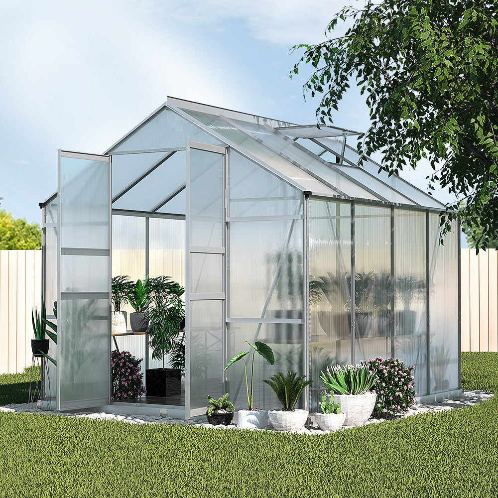 Greenfingers Aluminium Greenhouse Polycarbonate Garden Shed - 242 x 250 x 226cm