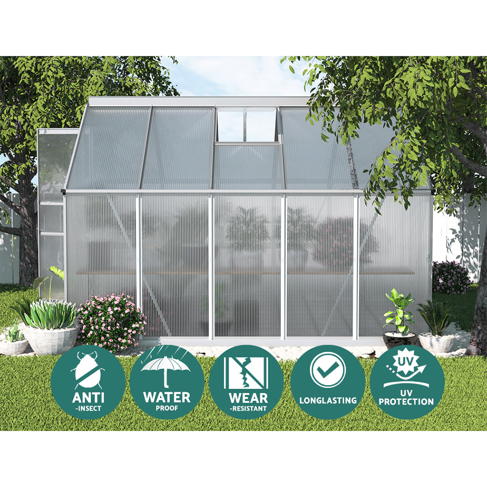 Greenfingers greenhouse aluminium polycarbonate garden shed - 302 x 250 195cm 5