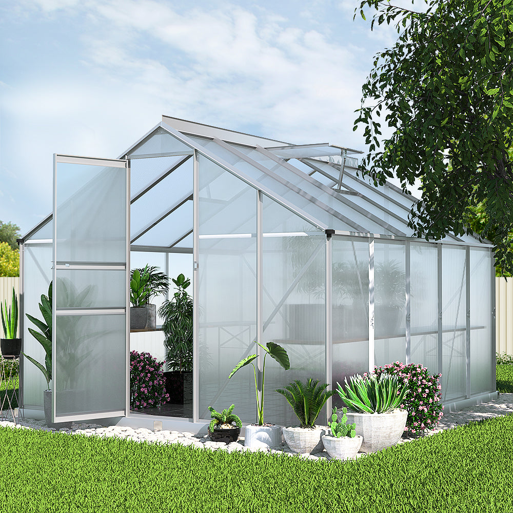 Greenfingers greenhouse aluminium polycarbonate garden shed - 302 x 250 195cm 8