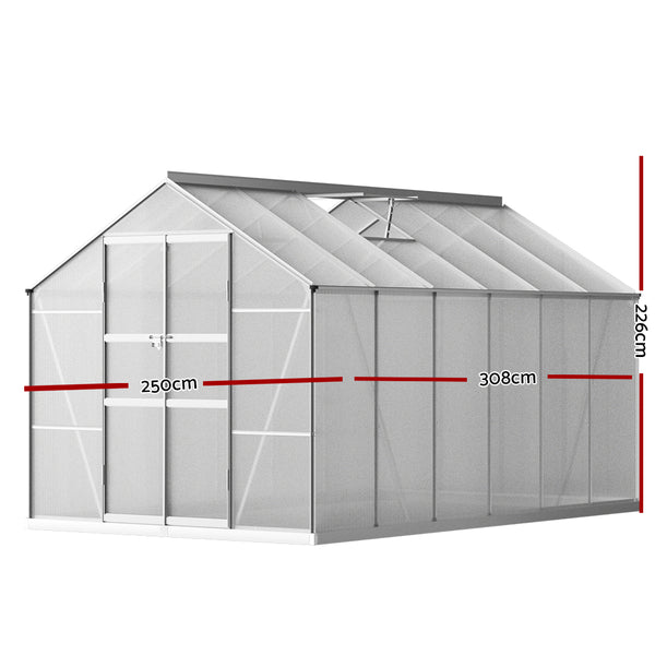 Greenfingers Greenhouse Double Doors Aluminium Garden Shed - 308 x 250 x 226cm