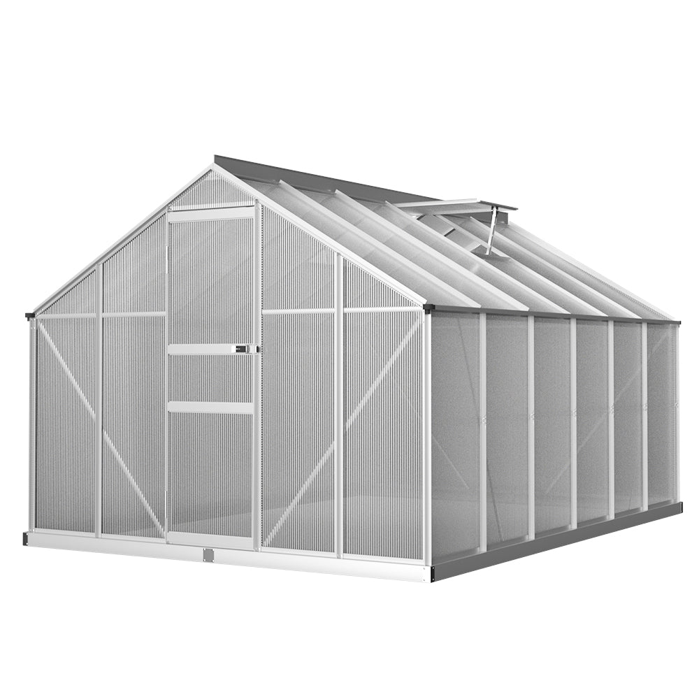 Greenfingers greenhouse aluminium polycarbonate garden shed - 362 x 250 195cm 1