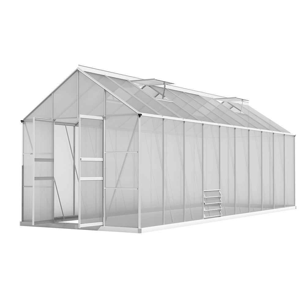 Greenfingers Greenhouse Aluminium Large Green House - 6X2.4m