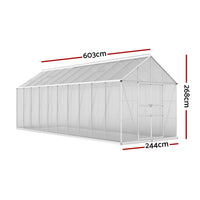 Greenfingers Greenhouse Aluminium Large Green House - 6X2.4m