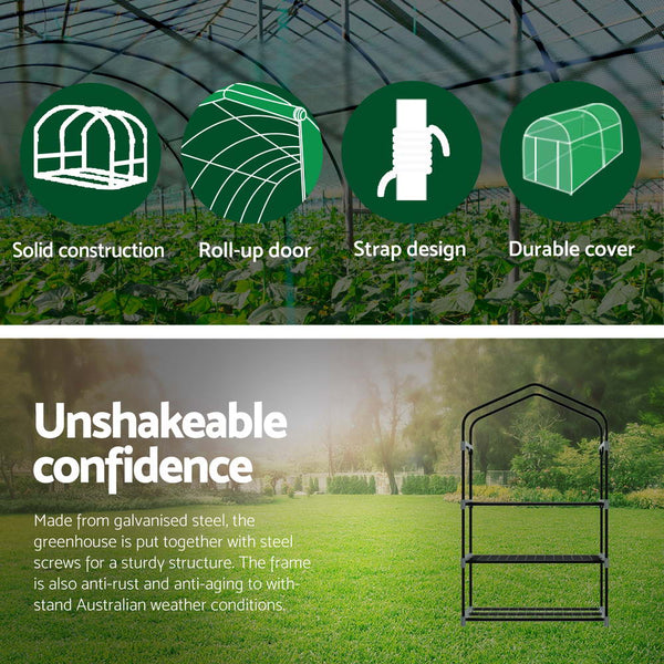 Greenfingers Mini Greenhouse 3 Tiers Garden Bed Planter Box - 128 x 69 x 49cm