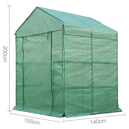 Greenfingers Greenhouse Walk in Tunnel Plant Garden Shed 8 Shelves - 200 x 155 x 140cm