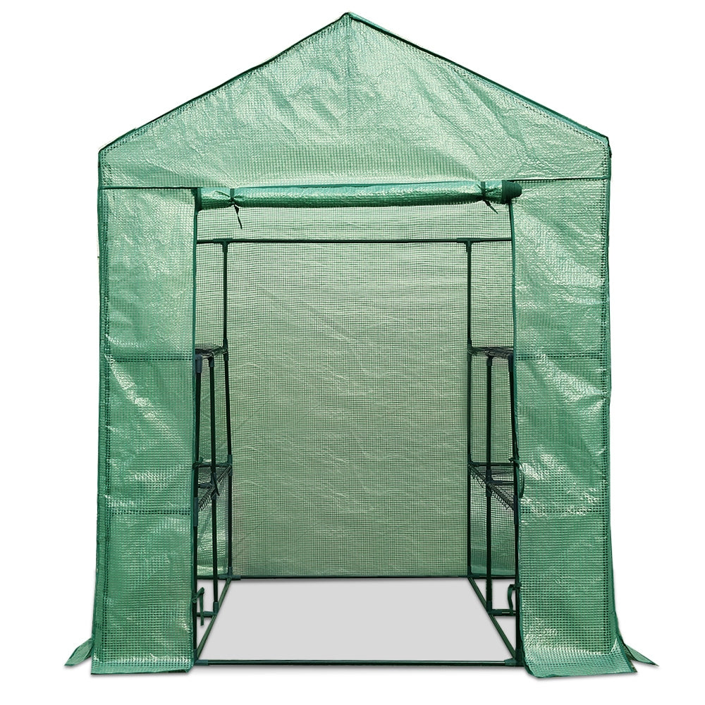 Greenfingers Greenhouse Walk in Tunnel Plant Garden Shed 8 Shelves - 200 x 155 x 140cm