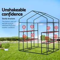 Greenfingers Greenhouse Walk in Tunnel Plant Garden Shed 8 Shelves - 200 x 155 x 140cm