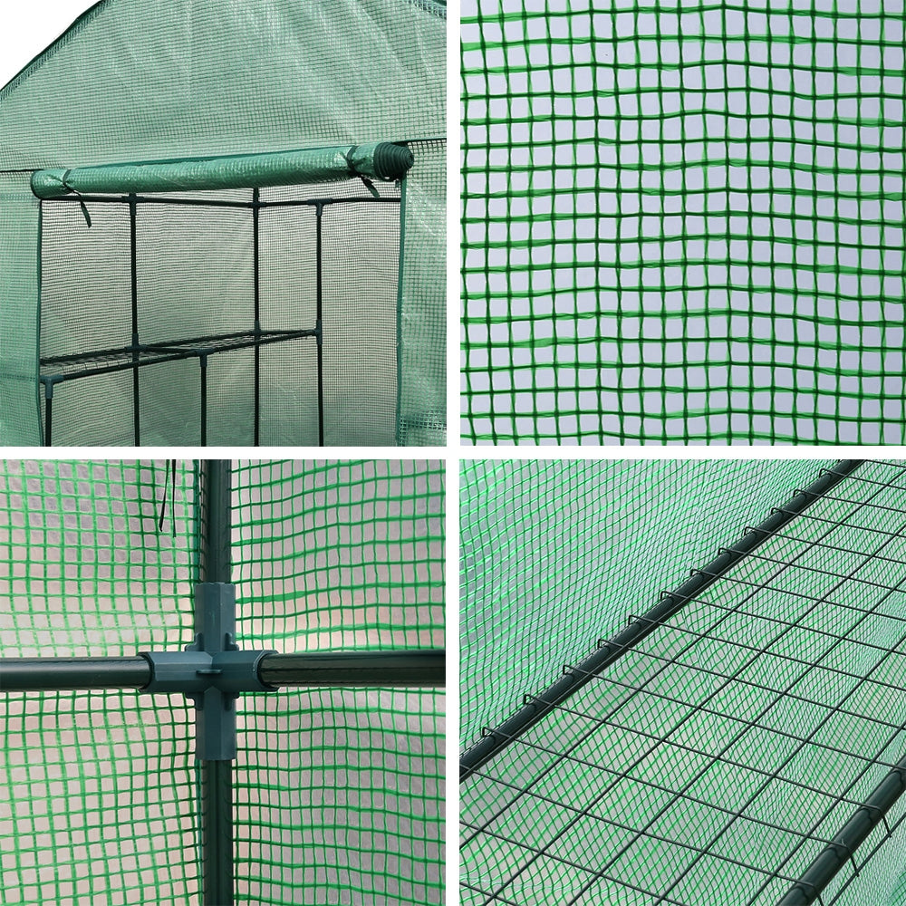 Greenfingers Greenhouse Walk in Tunnel Plant Garden Shed 8 Shelves - 200 x 155 x 140cm