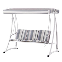 Gardeon Outdoor Swing Chair Garden Bench Canopy 3 Seater - White & Grey