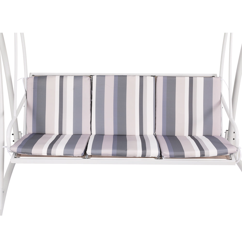 Outdoor Swing Chair Garden Bench Canopy 3 Seater - White & Grey