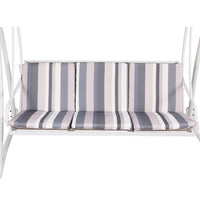 Gardeon Outdoor Swing Chair Garden Bench Canopy 3 Seater - White & Grey