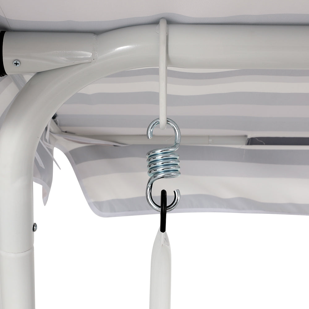 Outdoor Swing Chair Garden Bench Canopy 3 Seater - White & Grey