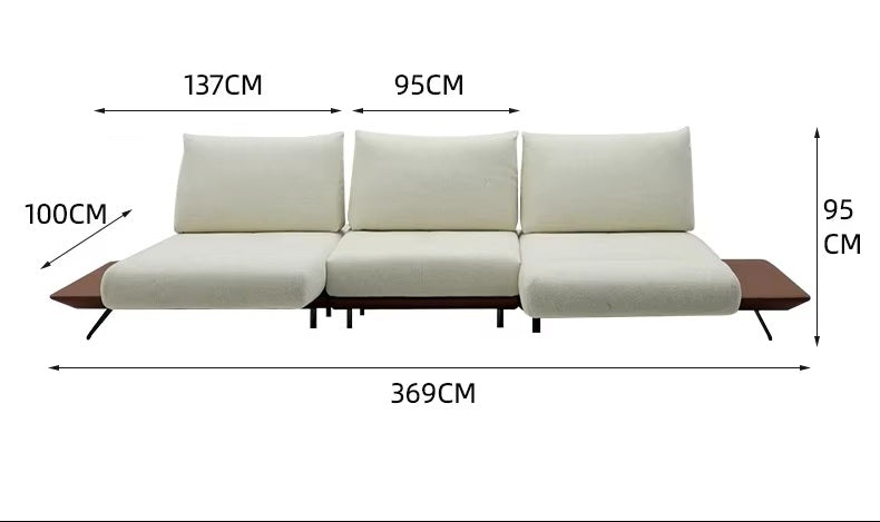 Italian Minimalism Modular Recliner Sofa With Adjustable Chenille Seating 3.69m