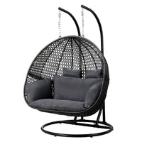 Handwoven Outdoor Hanging Rattan 2 Seater Pod Chair