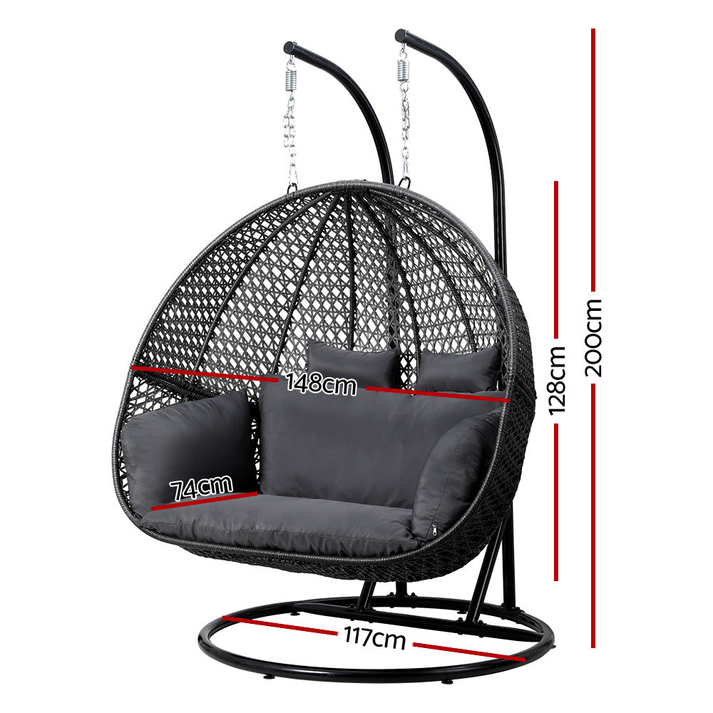 Handwoven Outdoor Hanging Rattan 2 Seater Pod Chair