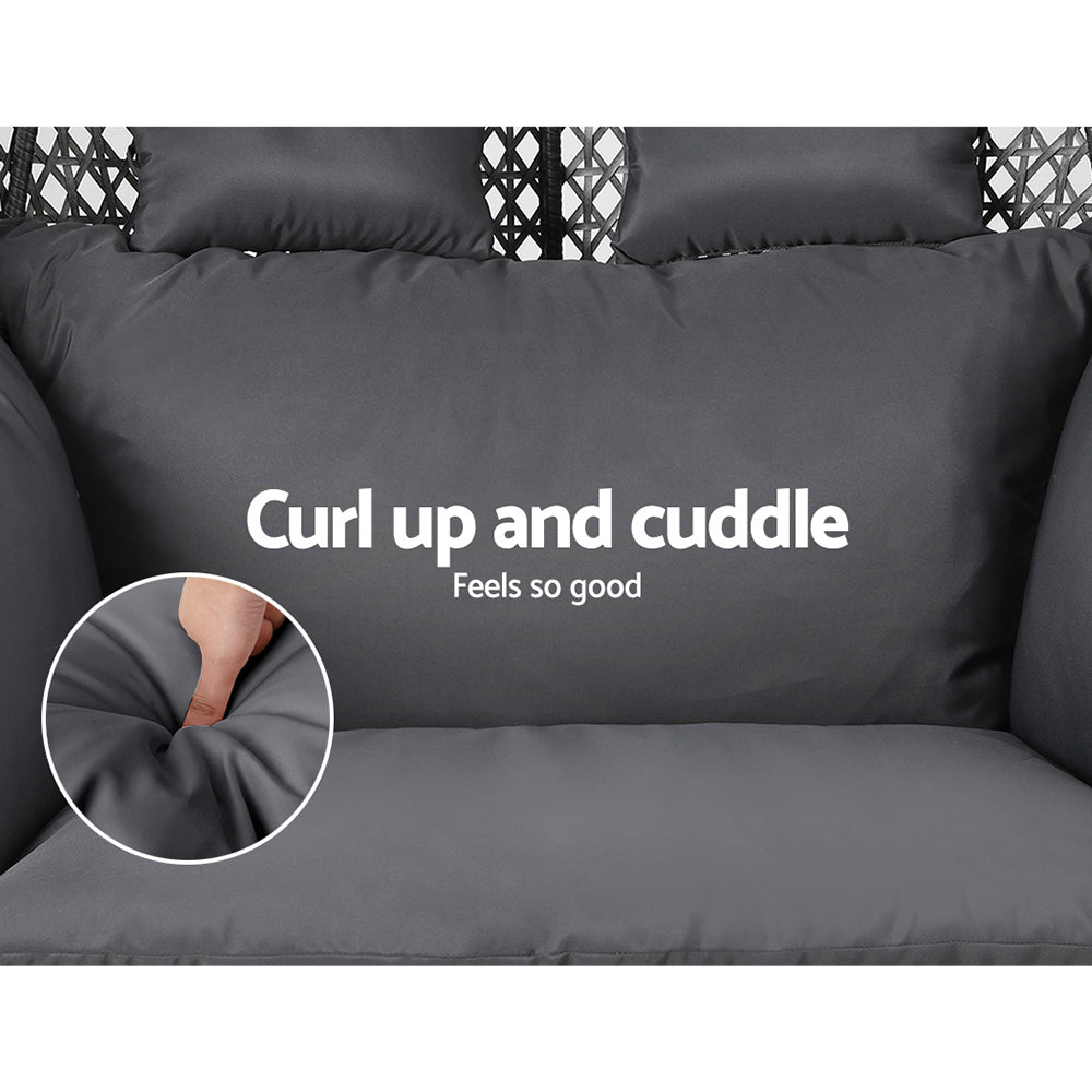 Handwoven Outdoor Hanging Rattan 2 Seater Pod Chair