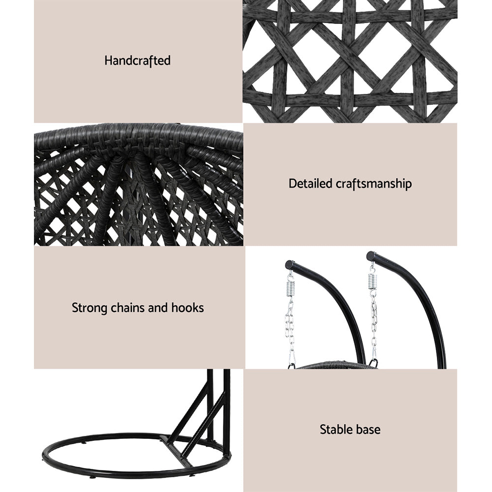 Handwoven Outdoor Hanging Rattan 2 Seater Pod Chair