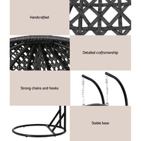 Handwoven Outdoor Hanging Rattan 2 Seater Pod Chair