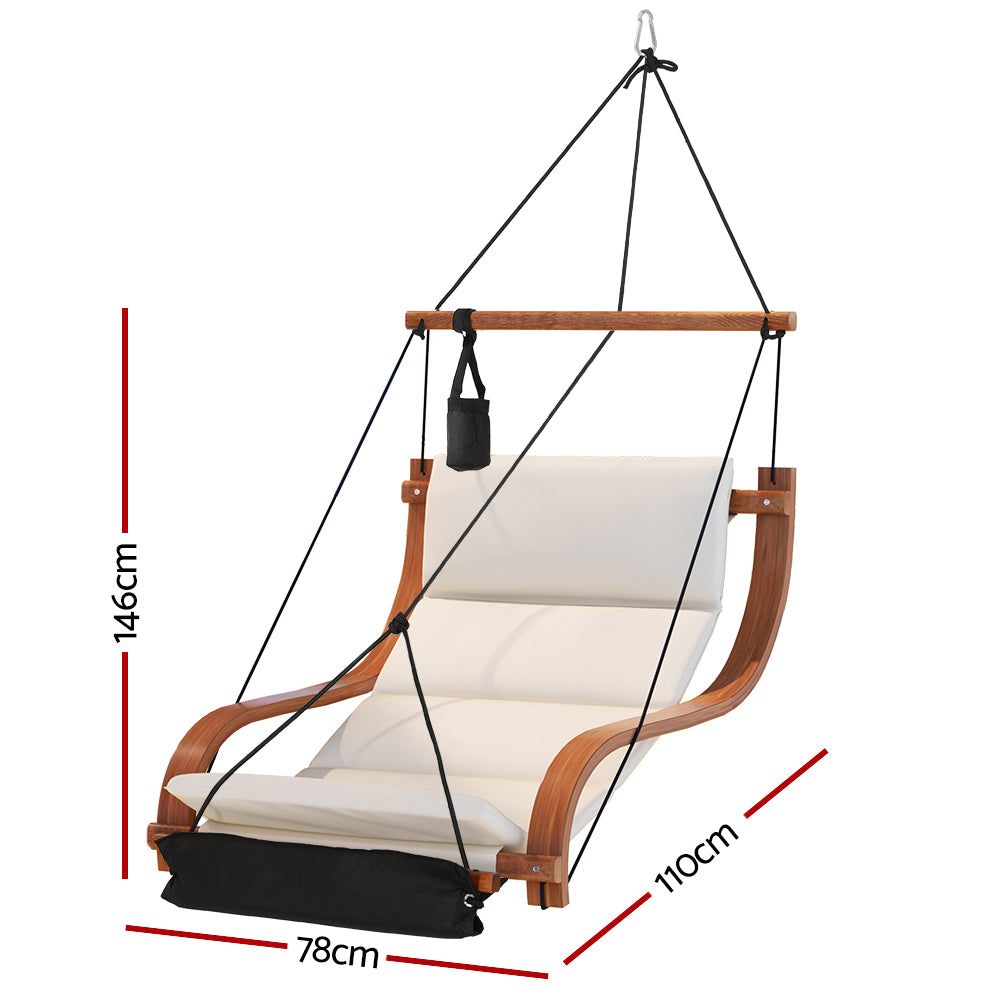 Gardeon Wooden Hanging Chair with Footrest