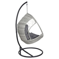 Wicker Egg Swing Chair with Steel Stand and Armrests - Light Grey or Black