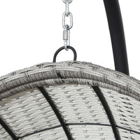 Wicker Egg Swing Chair with Steel Stand and Armrests - Light Grey or Black